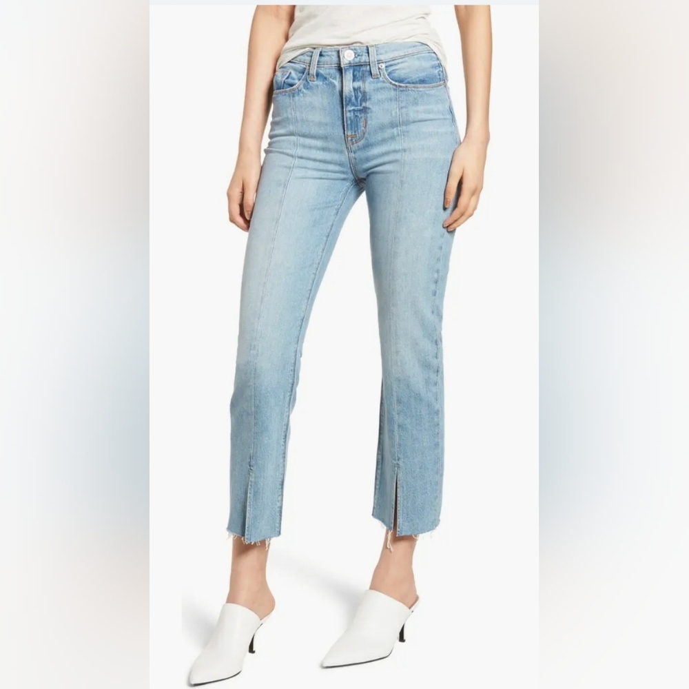 Hudson Jeans Zoeey Crop Split Hem Straight Leg Jeans Size 27 Light Wash